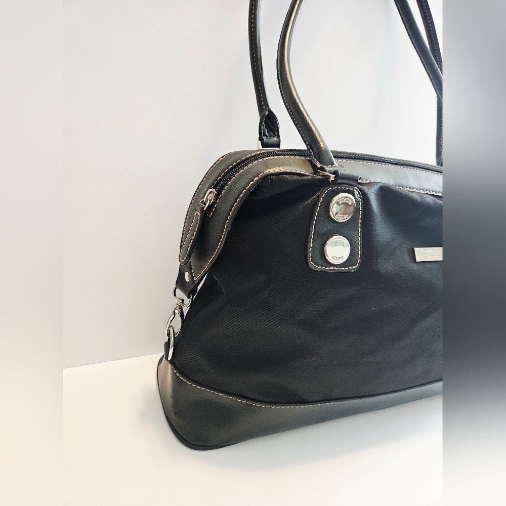 Etienne Aigner Shoulder Bag Black With Leather Accents & Silver Hardware 36008 - Picture 2 of 16